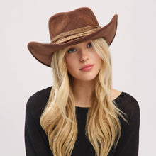 Load image into Gallery viewer, Distressed Fabric Band Rustic Cowgirl Fedora Hat
