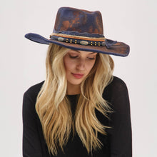 Load image into Gallery viewer, Distressed Fabric Multi Band Cowgirl Fedora Hat
