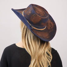 Load image into Gallery viewer, Distressed Fabric Multi Band Cowgirl Fedora Hat
