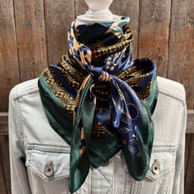 Load image into Gallery viewer, Green and Blue Multi Patterned Wild Rag - Western Scarf
