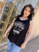 Load image into Gallery viewer, Cowgirls Rodeo Racer Back Tank Top - Black
