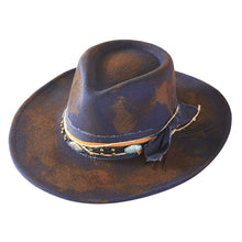 Load image into Gallery viewer, Vintage Inspired Multi Beaded Distressed Fabric Band Rustic Cowgirl Western Fedora Hat
