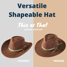Load image into Gallery viewer, Distressed Fabric Band Cowgirl Fedora Hat
