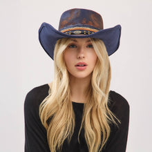 Load image into Gallery viewer, Distressed Fabric Multi Band Cowgirl Fedora Hat
