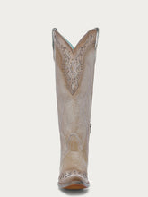 Load image into Gallery viewer, Feather Embroidery with Crackle Overlay and Studs Sand Boot
