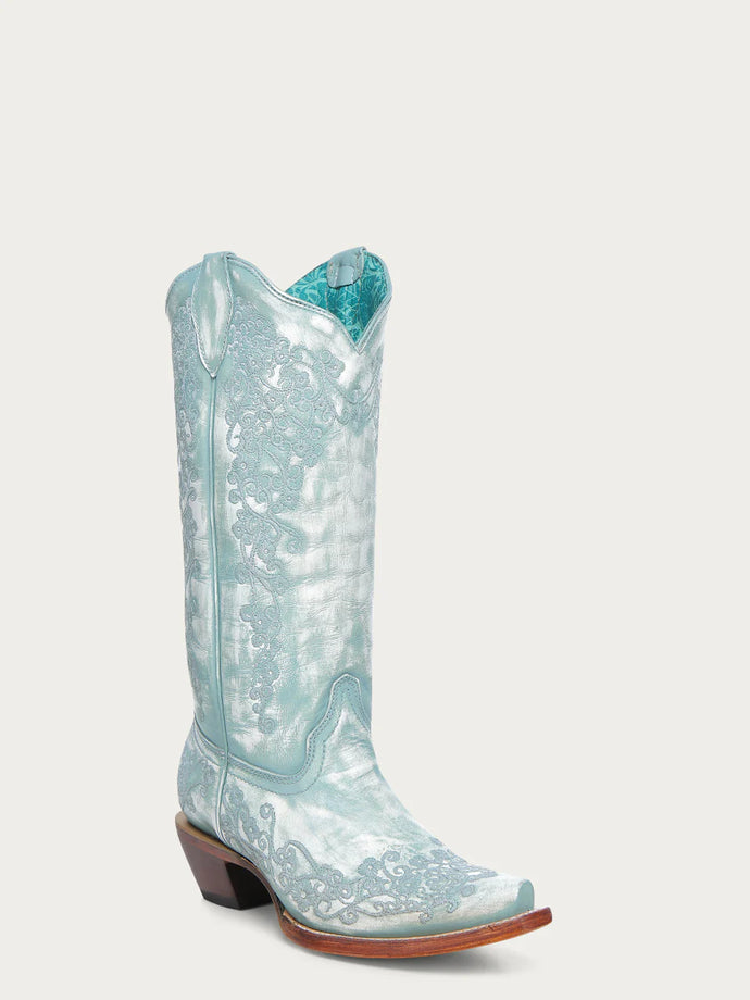 Faded Turquoise with Embroidery Boot