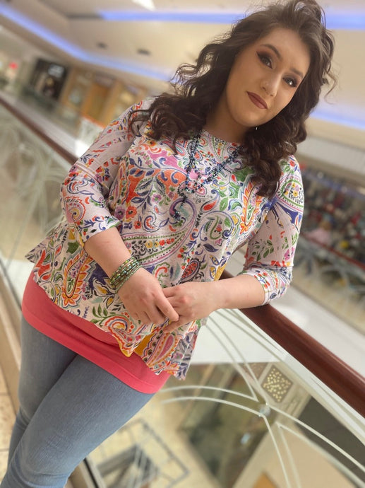 Tailored West Amalfi Floral Tunic - Bright Floral Jess and Jane Top