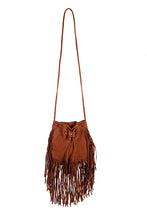 Load image into Gallery viewer, Fringe Leather Crossbody Bag - Cognac
