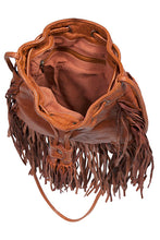 Load image into Gallery viewer, Fringe Leather Crossbody Bag - Cognac
