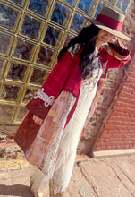 Load image into Gallery viewer, Bell Sleeve Button Front Patchwork Dress Jacket - Red Multi
