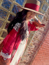 Load image into Gallery viewer, Bell Sleeve Button Front Patchwork Dress Jacket - Red Multi
