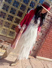 Load image into Gallery viewer, Bell Sleeve Button Front Patchwork Dress Jacket - Red Multi
