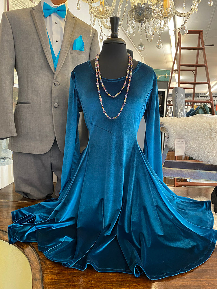 Buena Vista Velvet Dress - Teal S Buena Vista Velvet Dress - Teal S