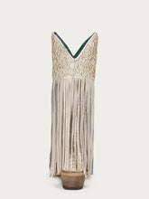 Load image into Gallery viewer, White Lamb with Fringe Snip Toe Boot
