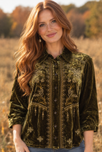 Load image into Gallery viewer, Kimono Sleeve Button Down - Dark Green
