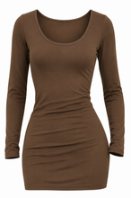 Load image into Gallery viewer, One-Size Scoop Neck Long Sleeve Thigh-Length Layering Top
