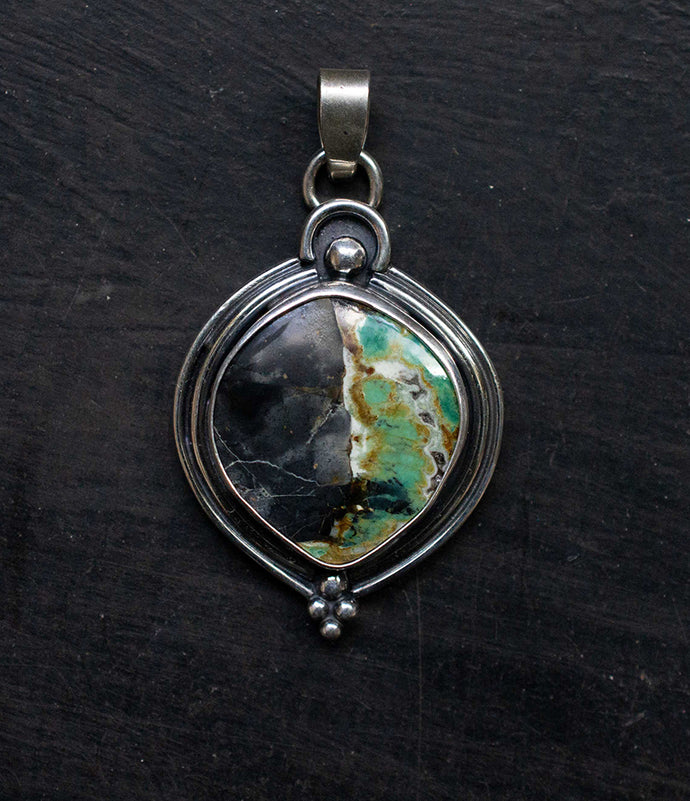 Cristo Variscite Sterling Silver Necklace made with Old World Artisan Silversmithing Handcrafted in Colorado