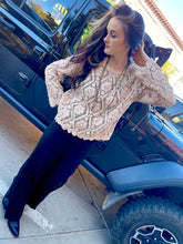 Load image into Gallery viewer, Crochet Round Neck Long Sleeve Sweater - Mocha
