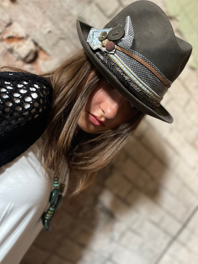 Fully Customizable Fedora Hat with Embellished Hatband