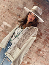Load image into Gallery viewer, Tailored West Cream and Beige Hooded Button-Front Oversize Jacket 
