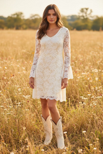 Load image into Gallery viewer, Modern Romance Ivory Lace Dress with Lace Sleeves
