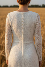 Load image into Gallery viewer, Embroidered Ivory Lace Wedding Dress
