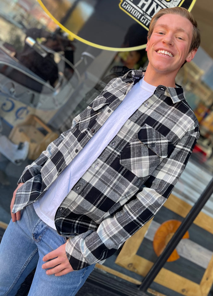 Somme Plaid Flannel Shirt - Black and White