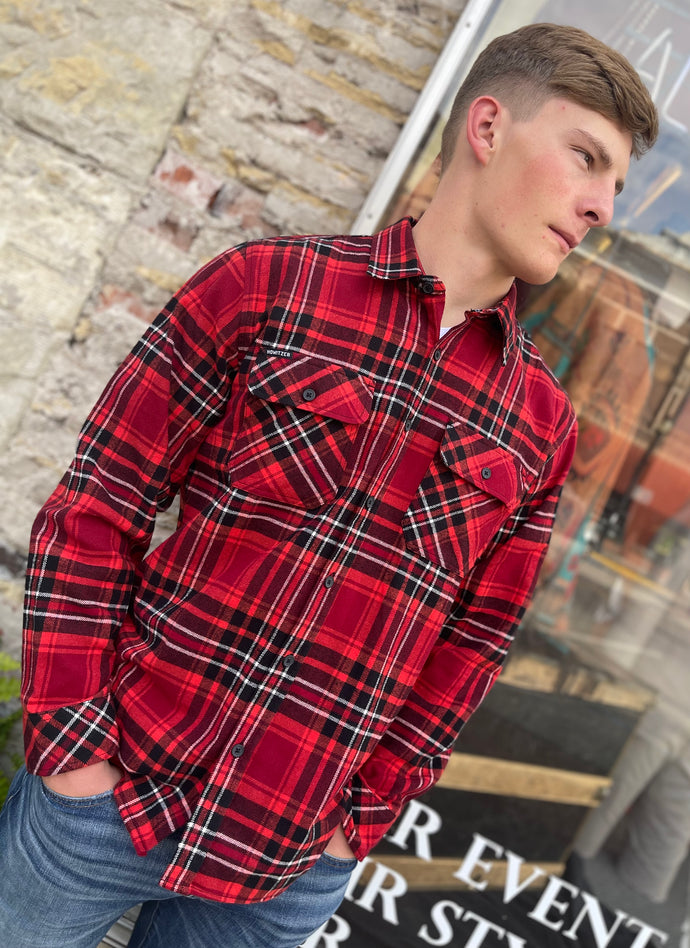 Warrior Tribe Plaid Flannel Shirt - Red and Black