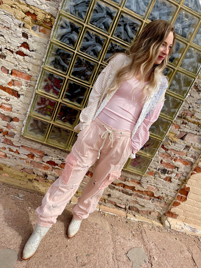 Jogger Denim Pants - Coral