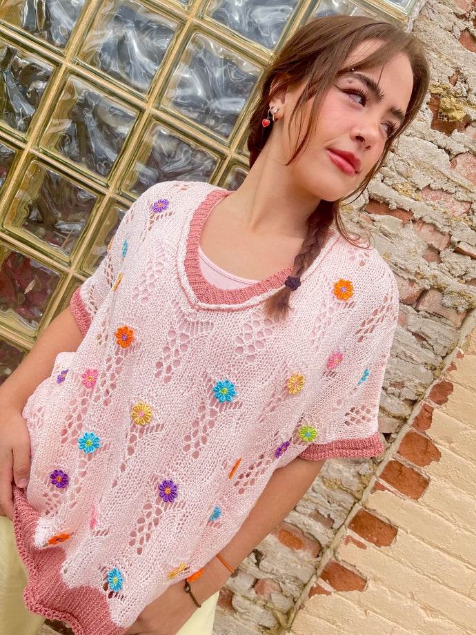 V-Neck Oversize Sweater - Blush & Dusty Rose