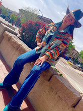 Load image into Gallery viewer, Southwest Button Front Shacket Top - Turquoise and Tan Multi
