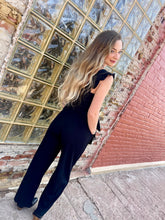 Load image into Gallery viewer, Fitted Jumpsuit with Ruffled Straps - Black
