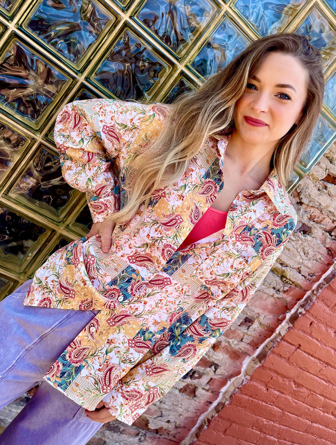 Floral and Paisley Shirt - Peach Jam