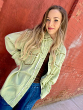 Load image into Gallery viewer, Denim Button Down Shirt with Western-Style Yoke - Pistachio
