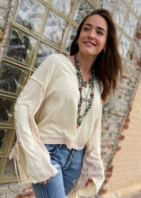 Load image into Gallery viewer, Oversize Top with Lace-Up Sleeves - Cream Beige
