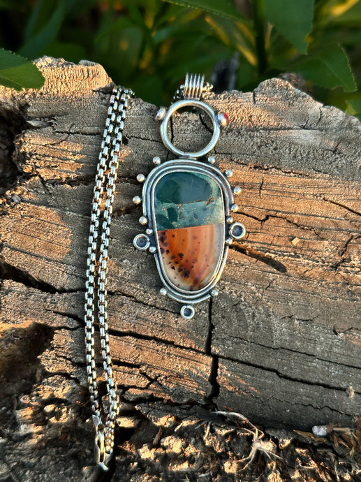 Intarsia Talisman Necklace Sterling Silver Artisan Handcrafted in Colorado