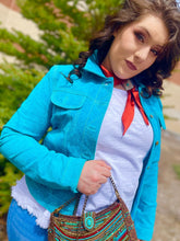 Load image into Gallery viewer, Scully Leather Suede Jean Jacket - Turquoise
