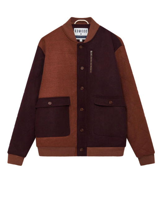 MAXWELL Recycled PET Bomber Jacket - Chestnut Patchwork