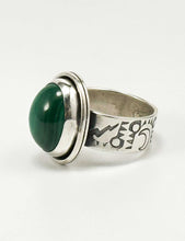 Load image into Gallery viewer, Handcrafted Malachite Icon Ring with Sterling Silver Details
