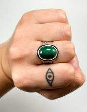 Load image into Gallery viewer, Handcrafted Malachite Icon Ring with Sterling Silver Details
