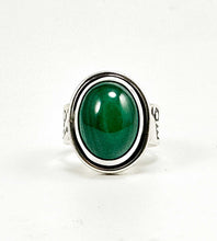 Load image into Gallery viewer, Handcrafted Malachite Icon Ring with Sterling Silver Details

