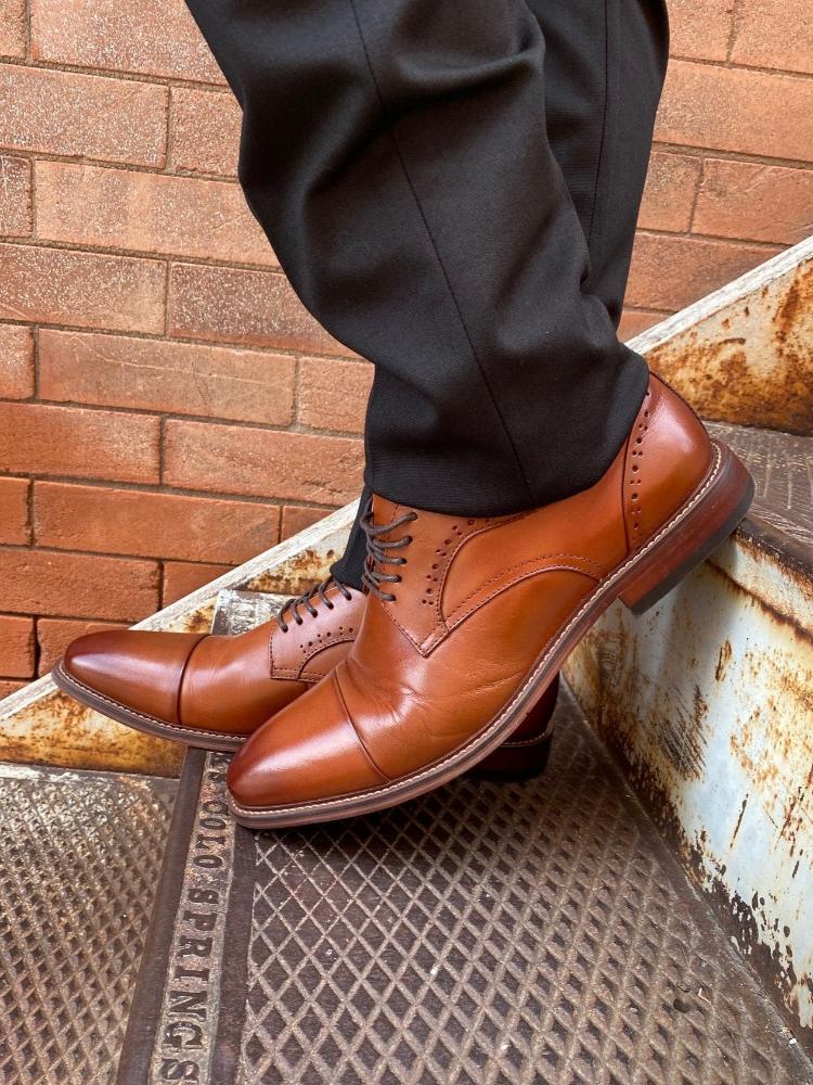 Stacy Adams Men\'s Brown Leather Dress Shoes (Maddox Cap Toe Oxford) Stacy Adams - Maddox Cap Toe Oxford - Cognac - 25488-221  main image 3