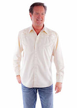 Load image into Gallery viewer, Men's Western Shirt with Vine Embroidery - Ivory
