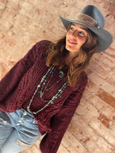 Load image into Gallery viewer, Tailored West Relaxed Fit Chenille Pullover Sweater - Oxblood
