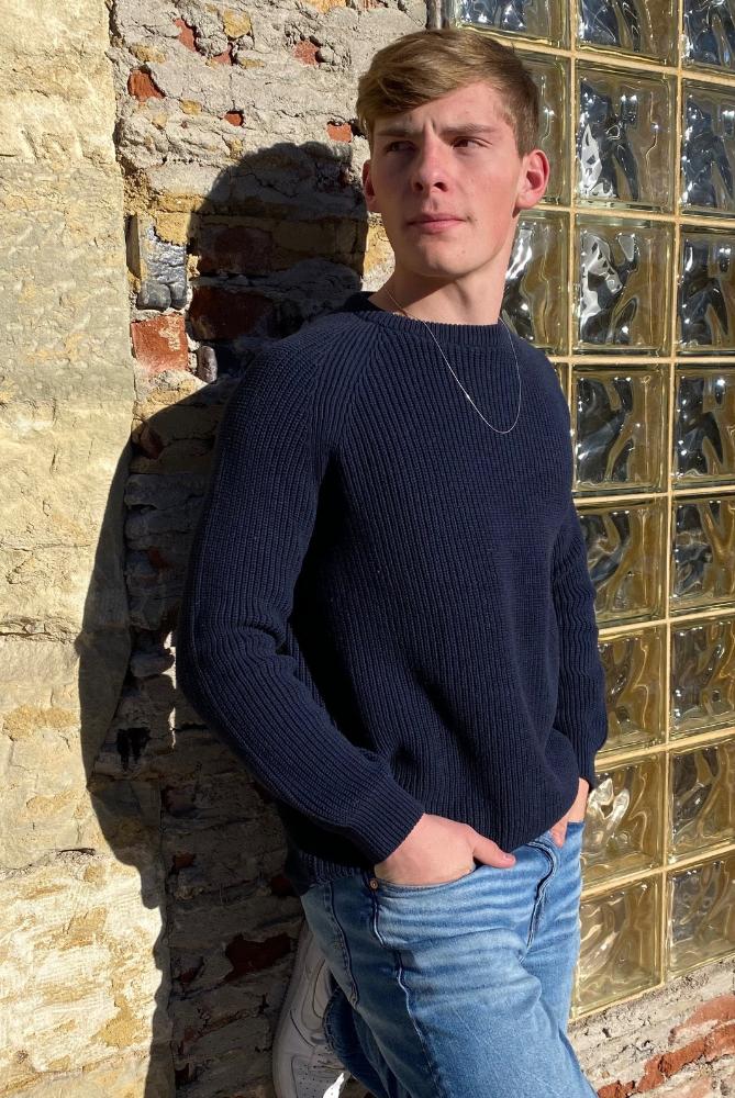 SERGIO Organic Cotton Long Sleeve Sweater - Navy