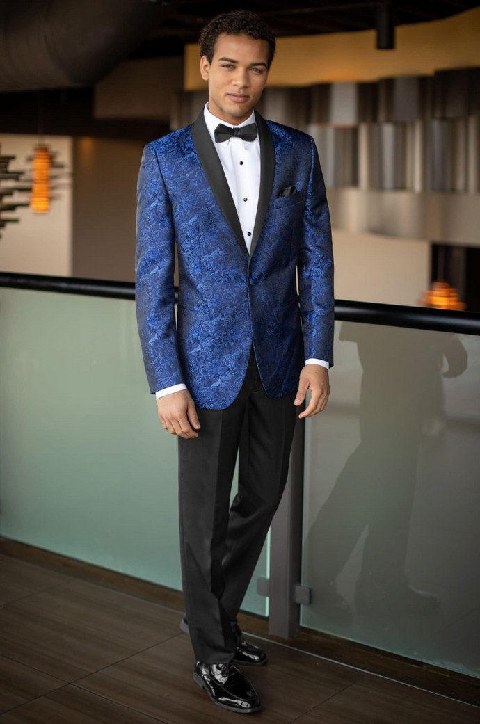 Granite Aries Paisley Slim Fit Tuxedo - Cobalt