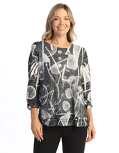 Load image into Gallery viewer, Layered Mesh Tunic Top - Abstract White &amp; Charcoal
