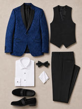 Load image into Gallery viewer, *CUSTOM* Granite Aries Paisley Slim Fit Tuxedo - Cobalt
