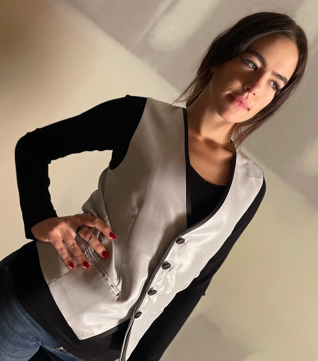 Dream Weaver Vest - Platinum Metallic Satin
