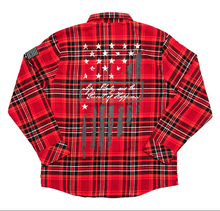 Load image into Gallery viewer, Howitzer Warrior Tribe Plaid Flannel Shirt - Red and Black
